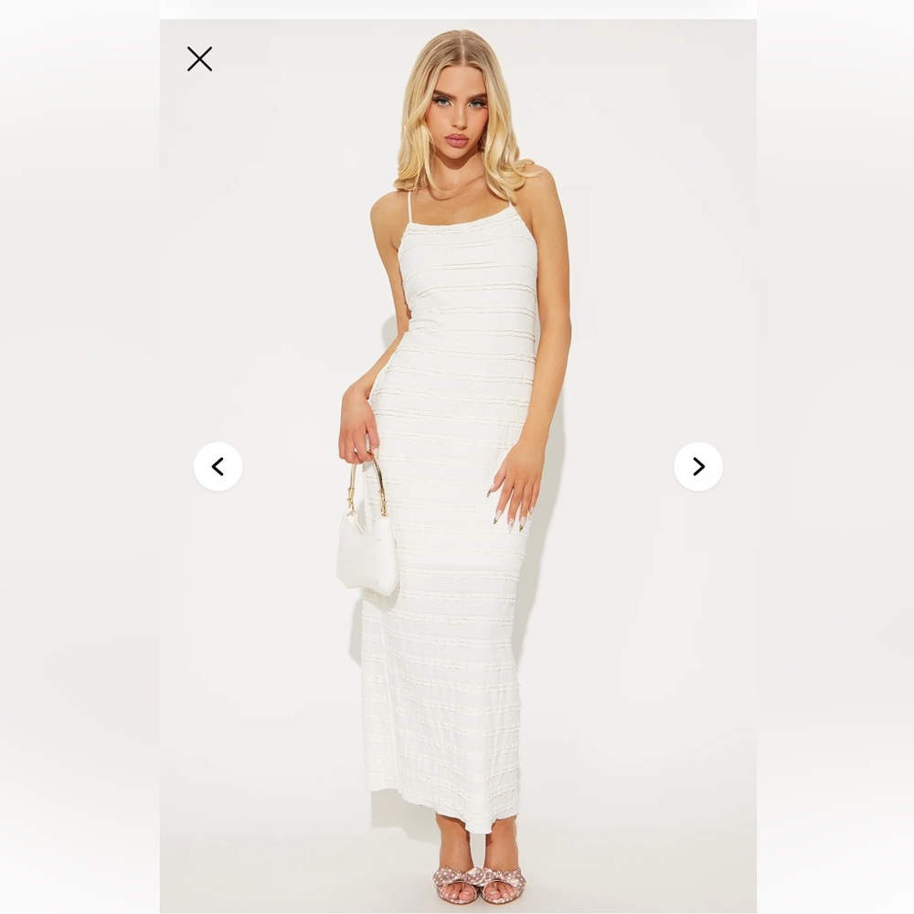 Elegant White Spaghetti Strap Dress Sz L NWT